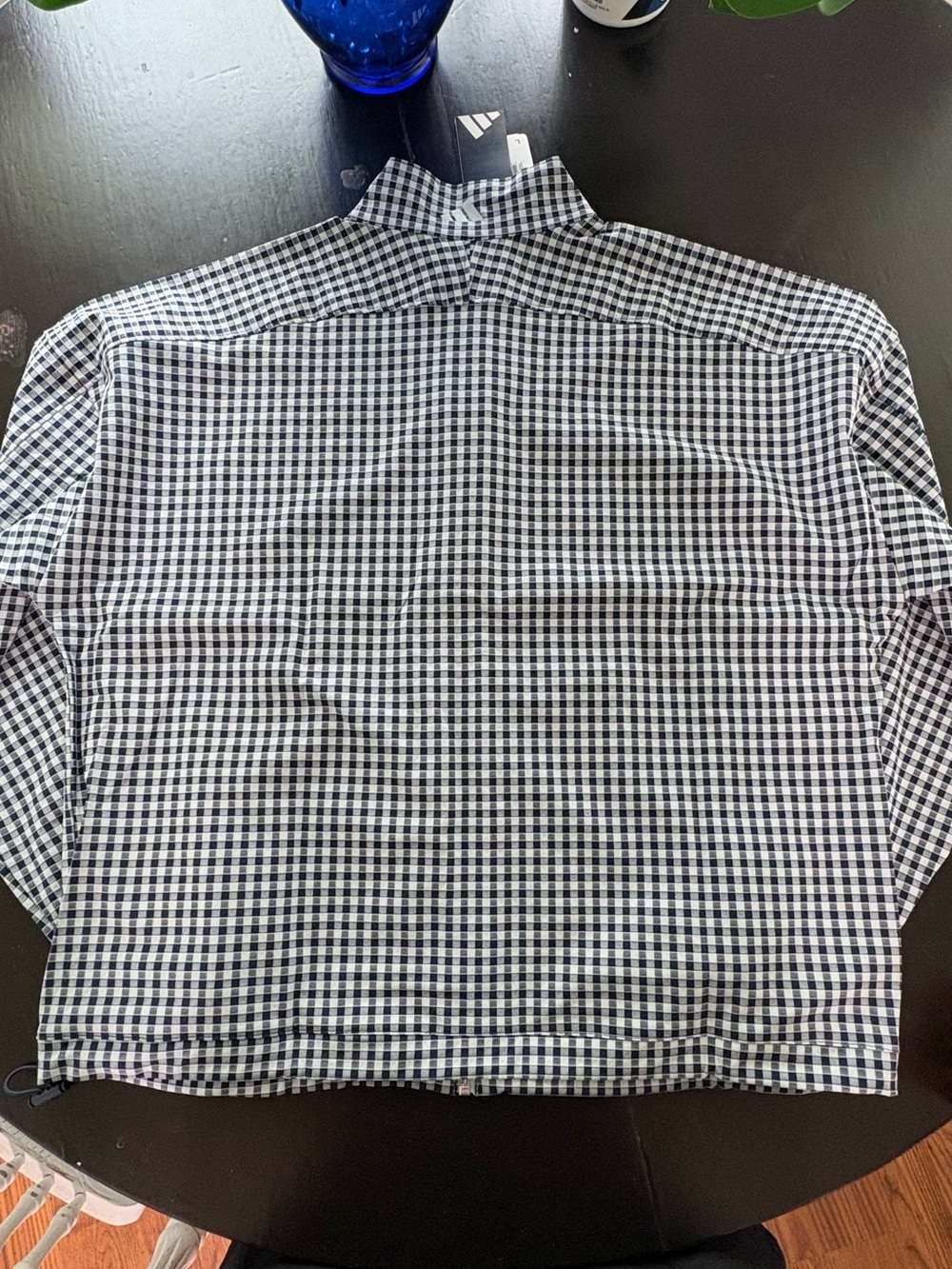 Adidas Navy & White Gingham Windbreaker Jacket - Picture 8 of 10